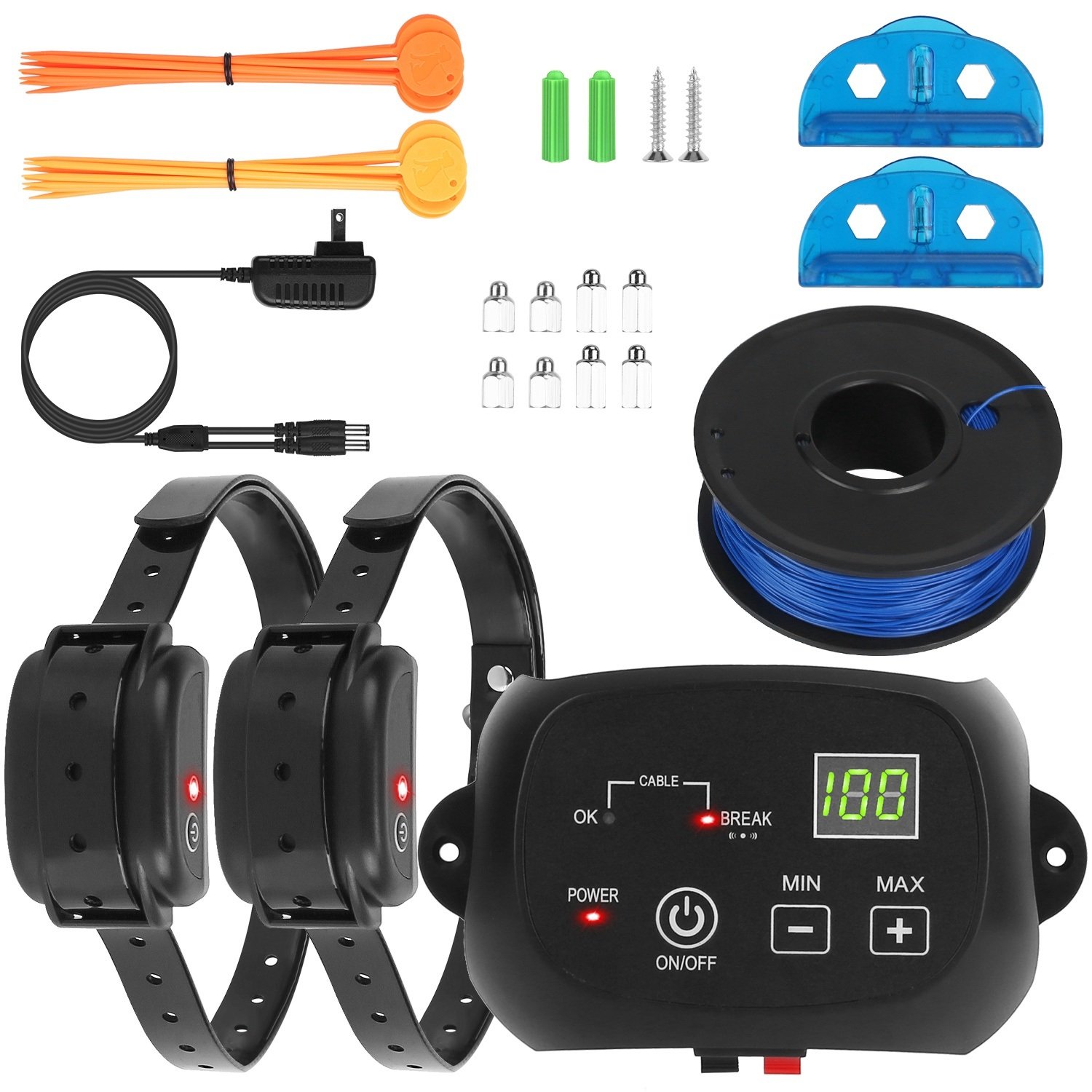 Dog Fence System Pet Containment System with 100 Adjustable Levels IPX7 Waterproof Rechargeable Receiver Underground Fence for Small Medium Large Dog Dog Fence System Pet Containment System with 100 Adjustable Levels IPX7 Waterproof Rechargeable Receiver Underground Fence for Small Medium Large Dog